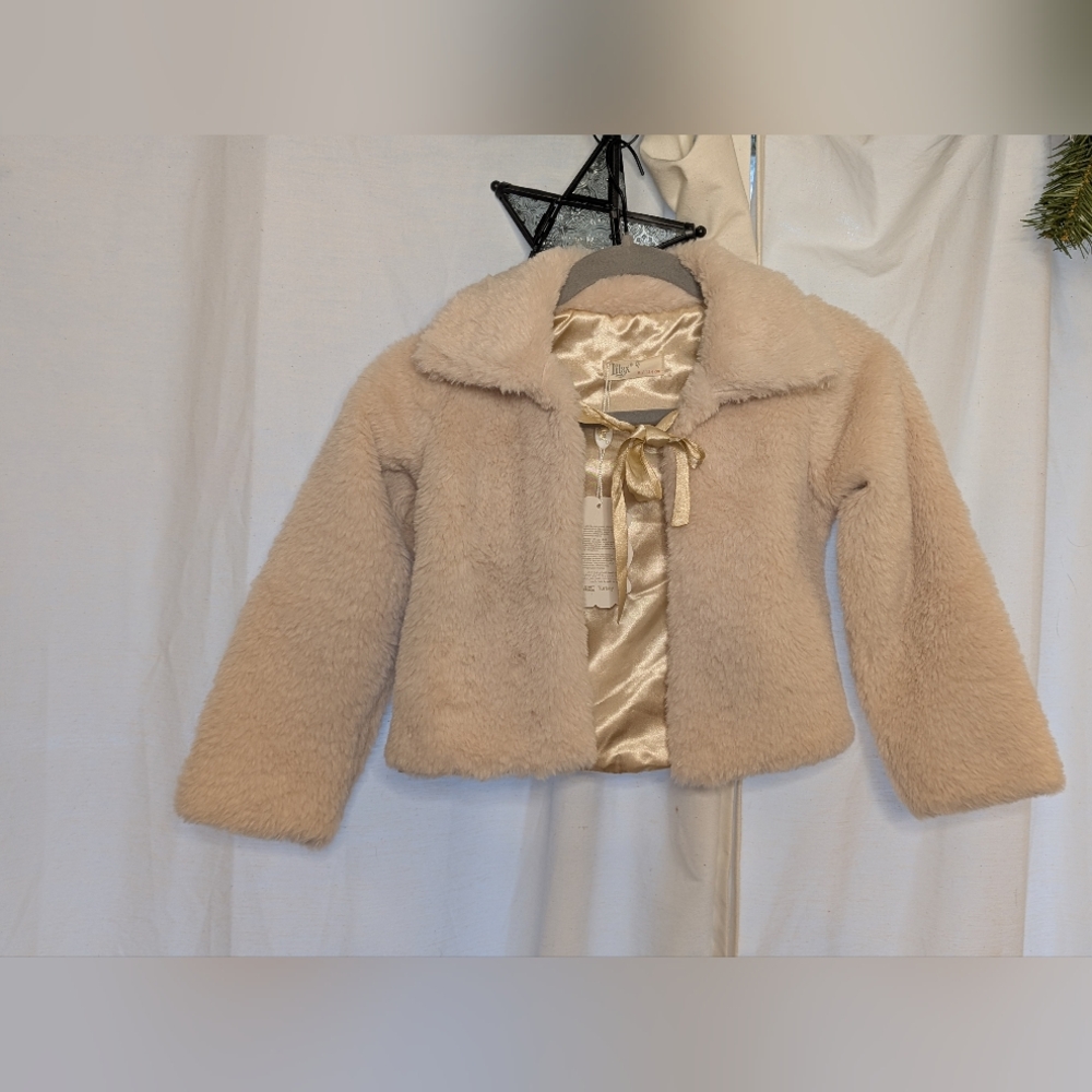 Cream Faux Fur Jacket GIRLS